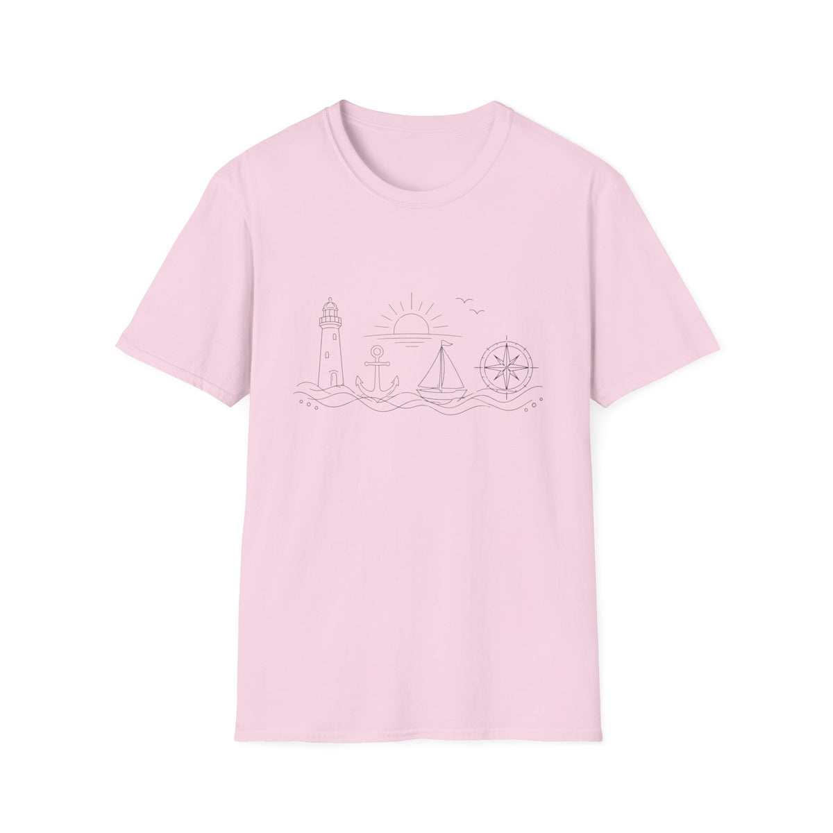 Simple Lighthouse Sailboat T‑Shirt