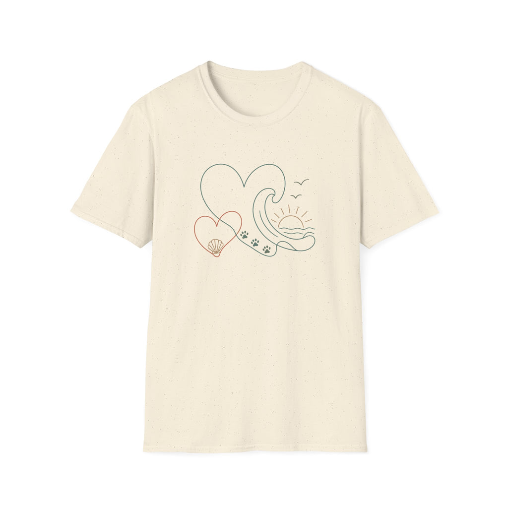 Wave Heart Paws Sunset T‑Shirt