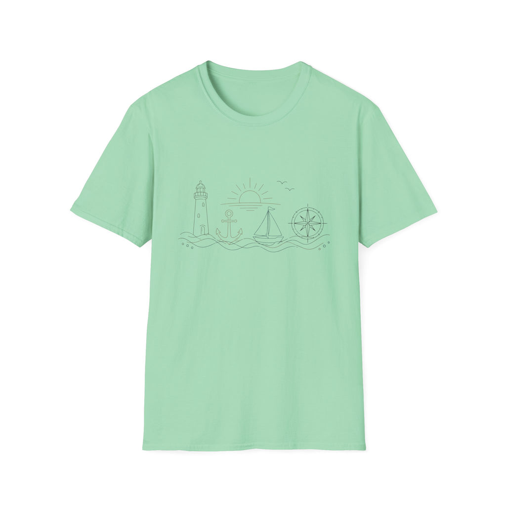 Simple Lighthouse Sailboat T‑Shirt