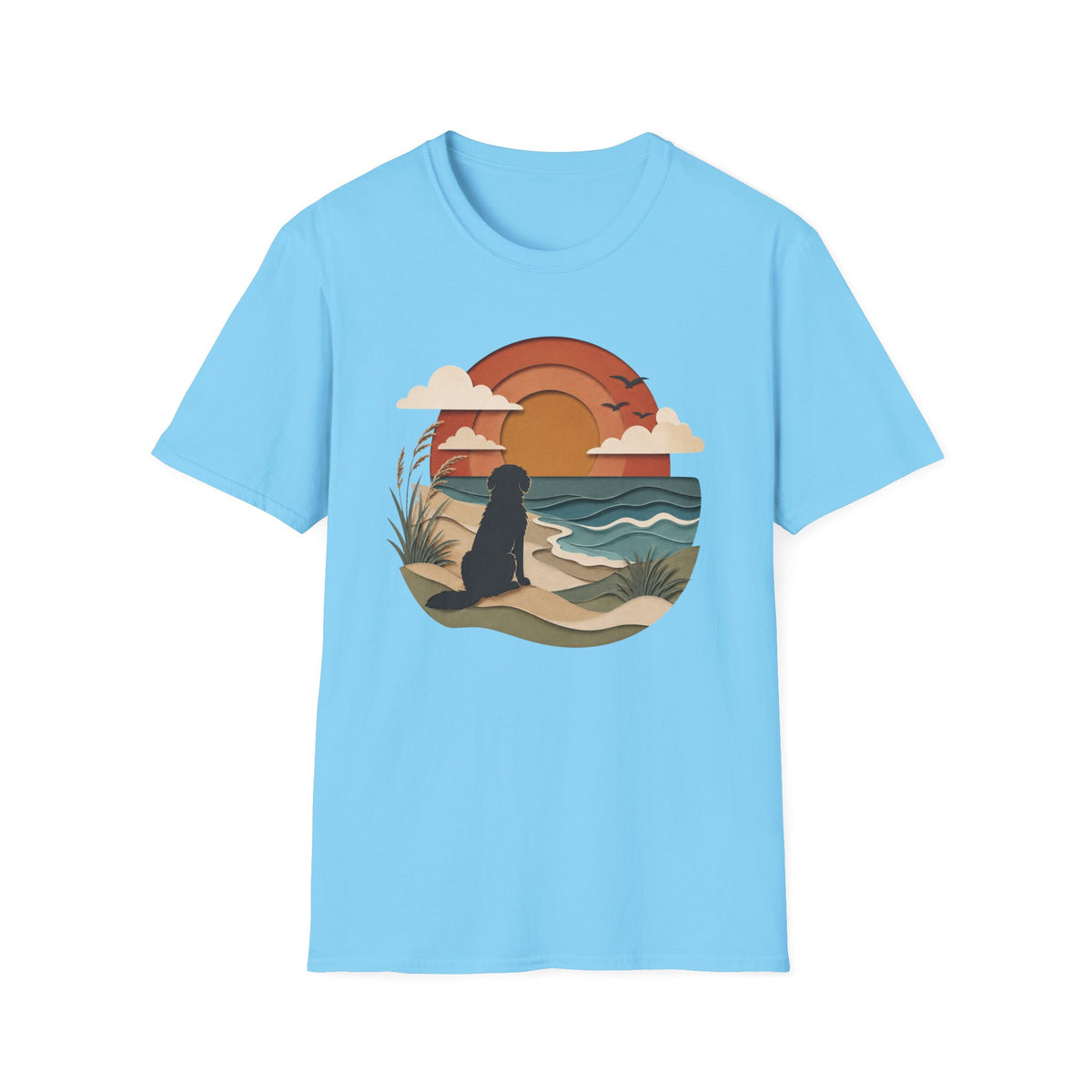 Papercut Dog at Sunset T‑Shirt