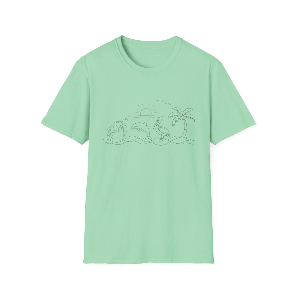 Simple Turtle Dolphin Pelican T‑Shirt