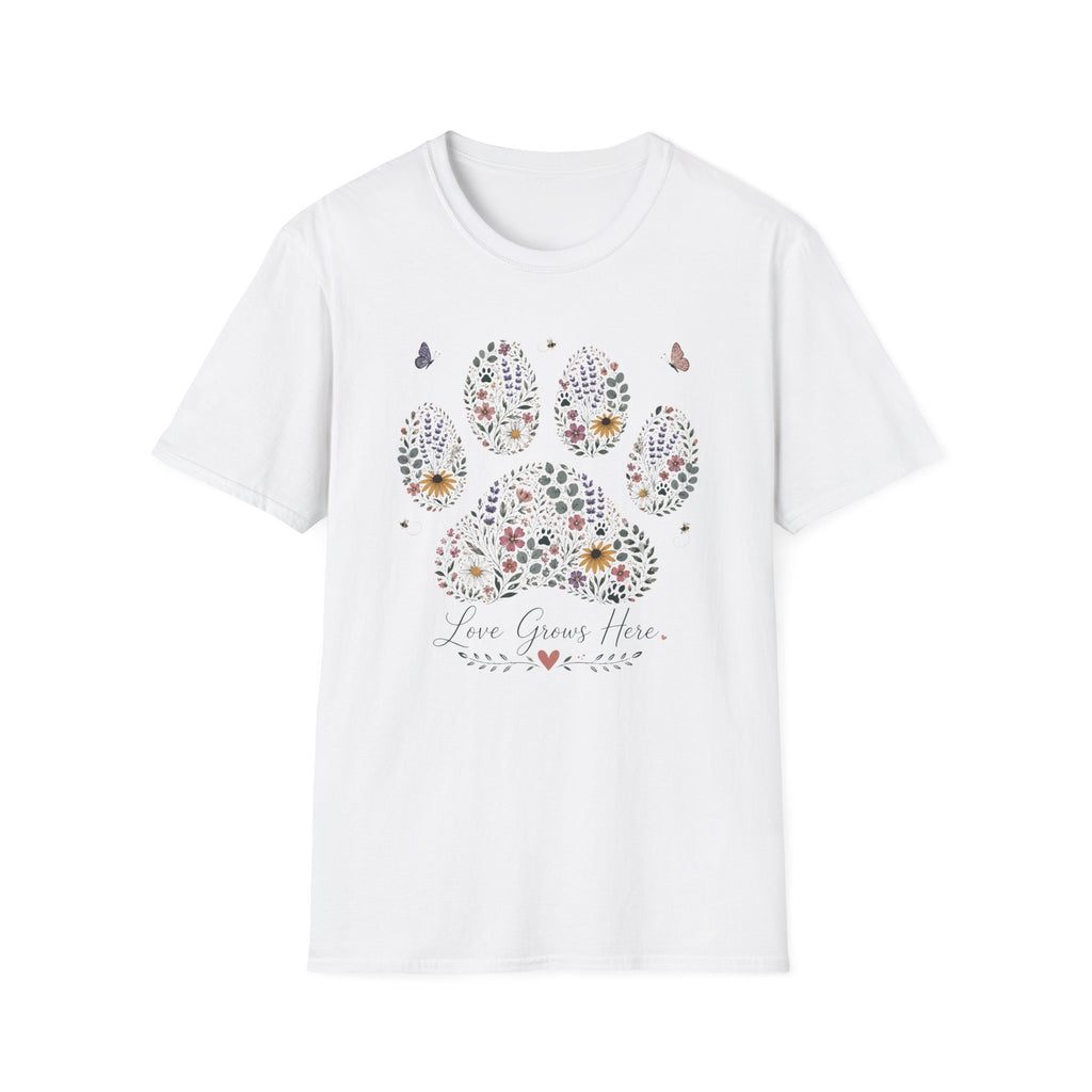 Flower Paw Love Grows Here T‑Shirt
