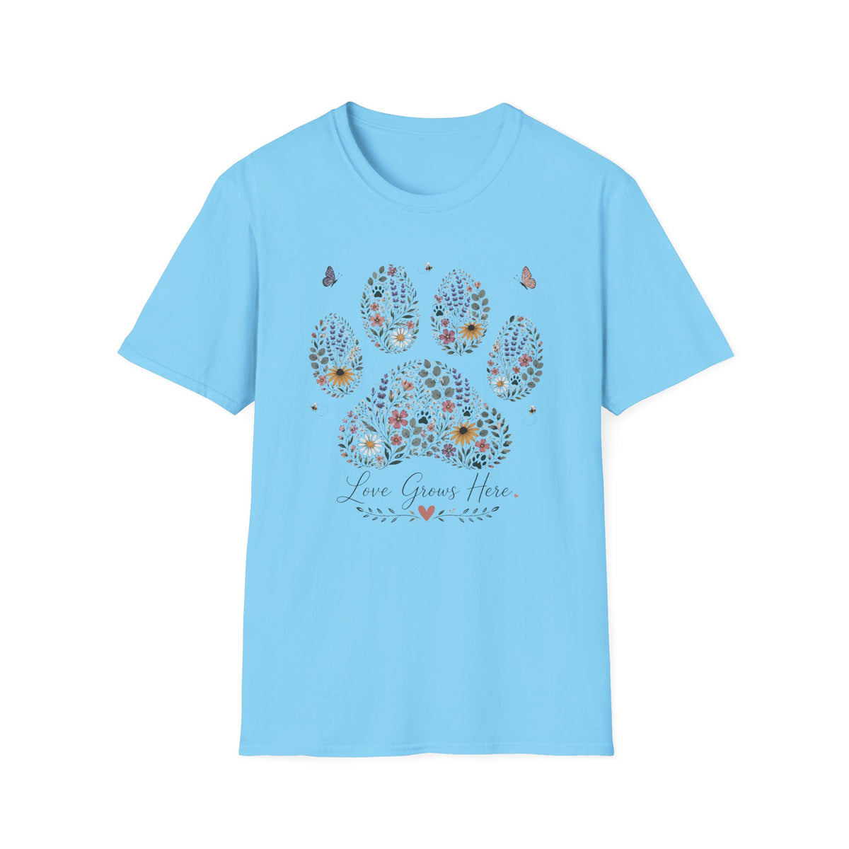 Flower Paw Love Grows Here T‑Shirt