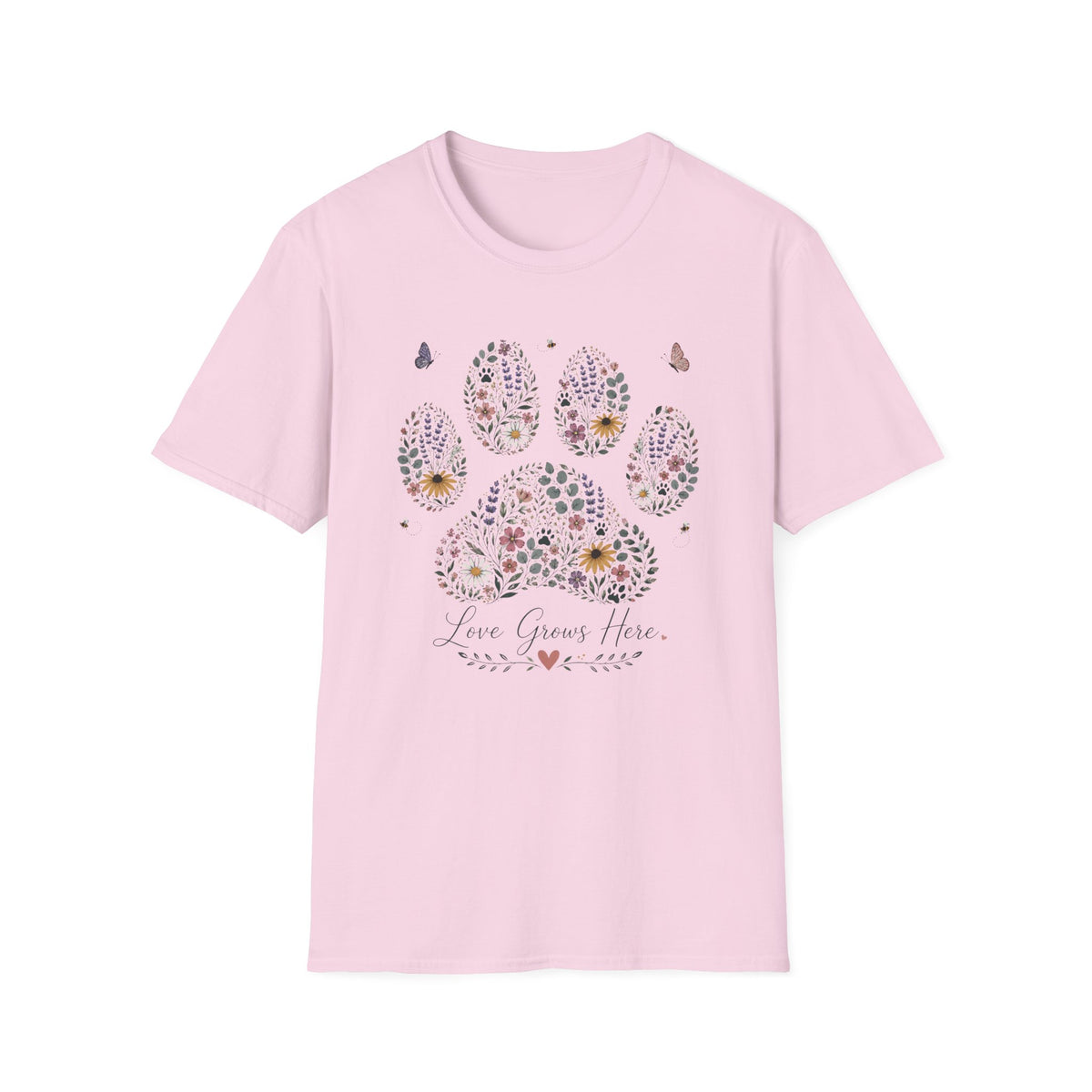 Flower Paw Love Grows Here T‑Shirt