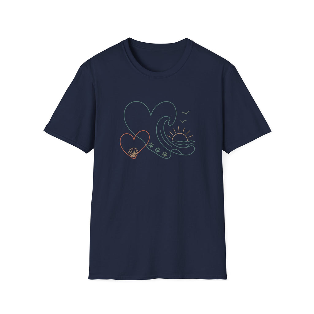 Wave Heart Paws Sunset T‑Shirt