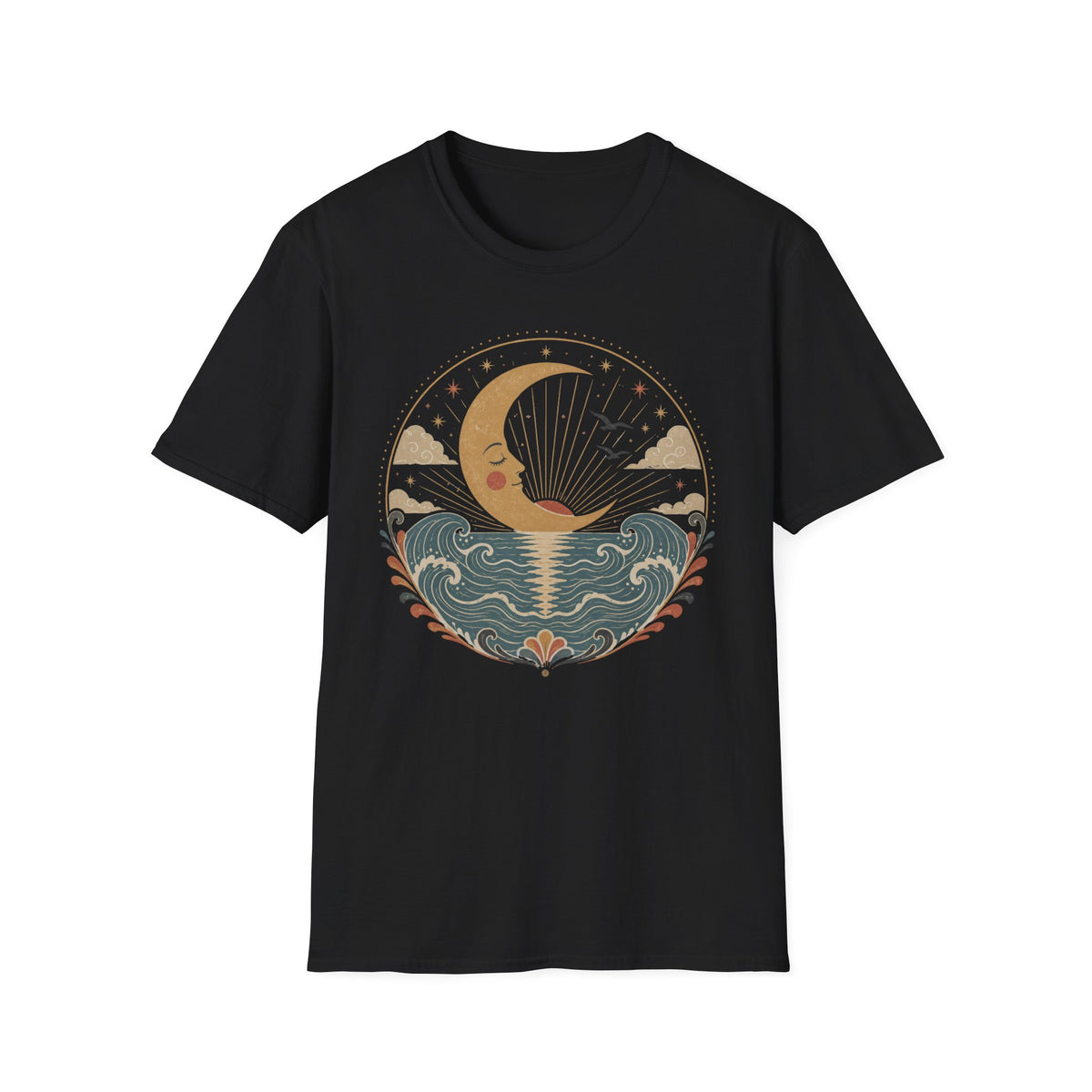 Crescent Moon Seascape T‑Shirt