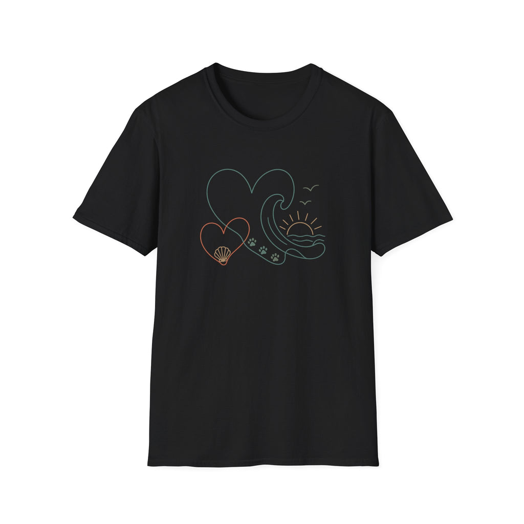 Wave Heart Paws Sunset T‑Shirt