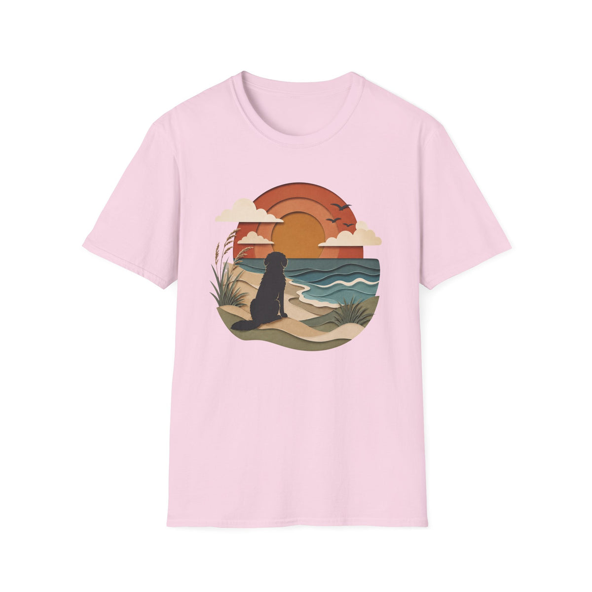 Papercut Dog at Sunset T‑Shirt