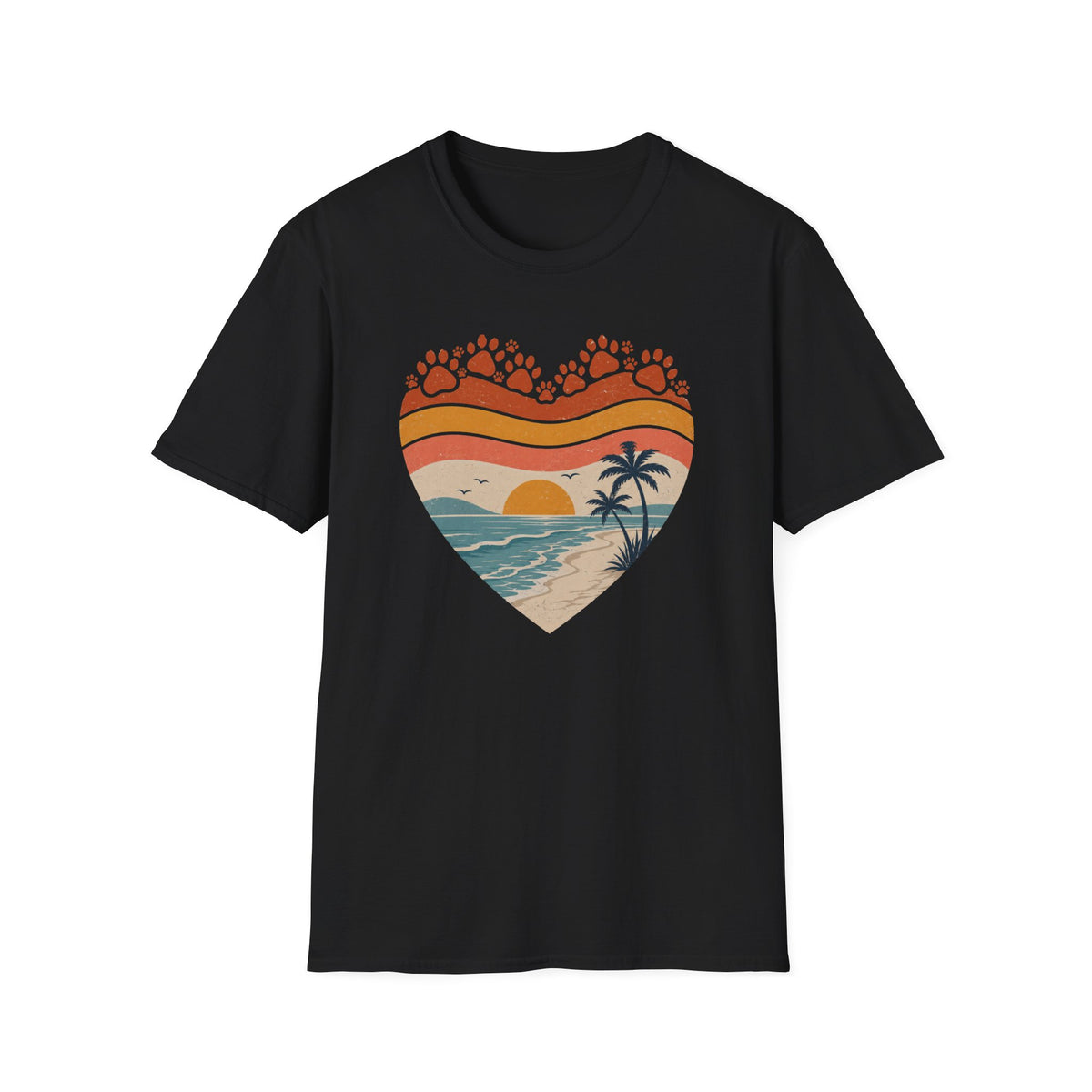 Heart and Paws Sunset T‑Shirt