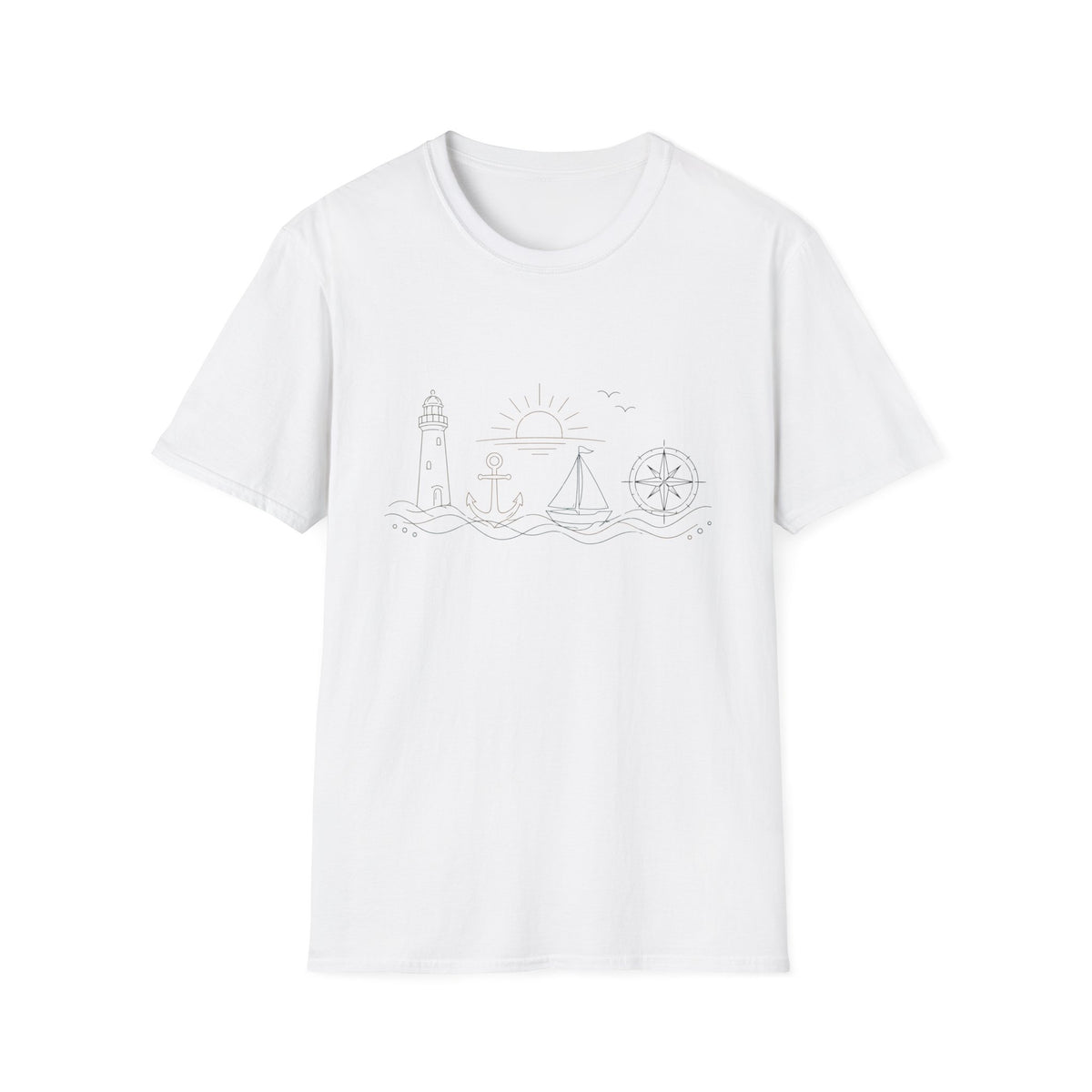 Simple Lighthouse Sailboat T‑Shirt