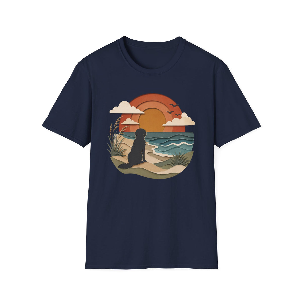 Papercut Dog at Sunset T‑Shirt
