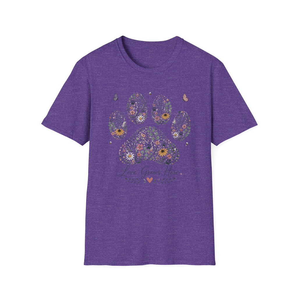 Flower Paw Love Grows Here T‑Shirt