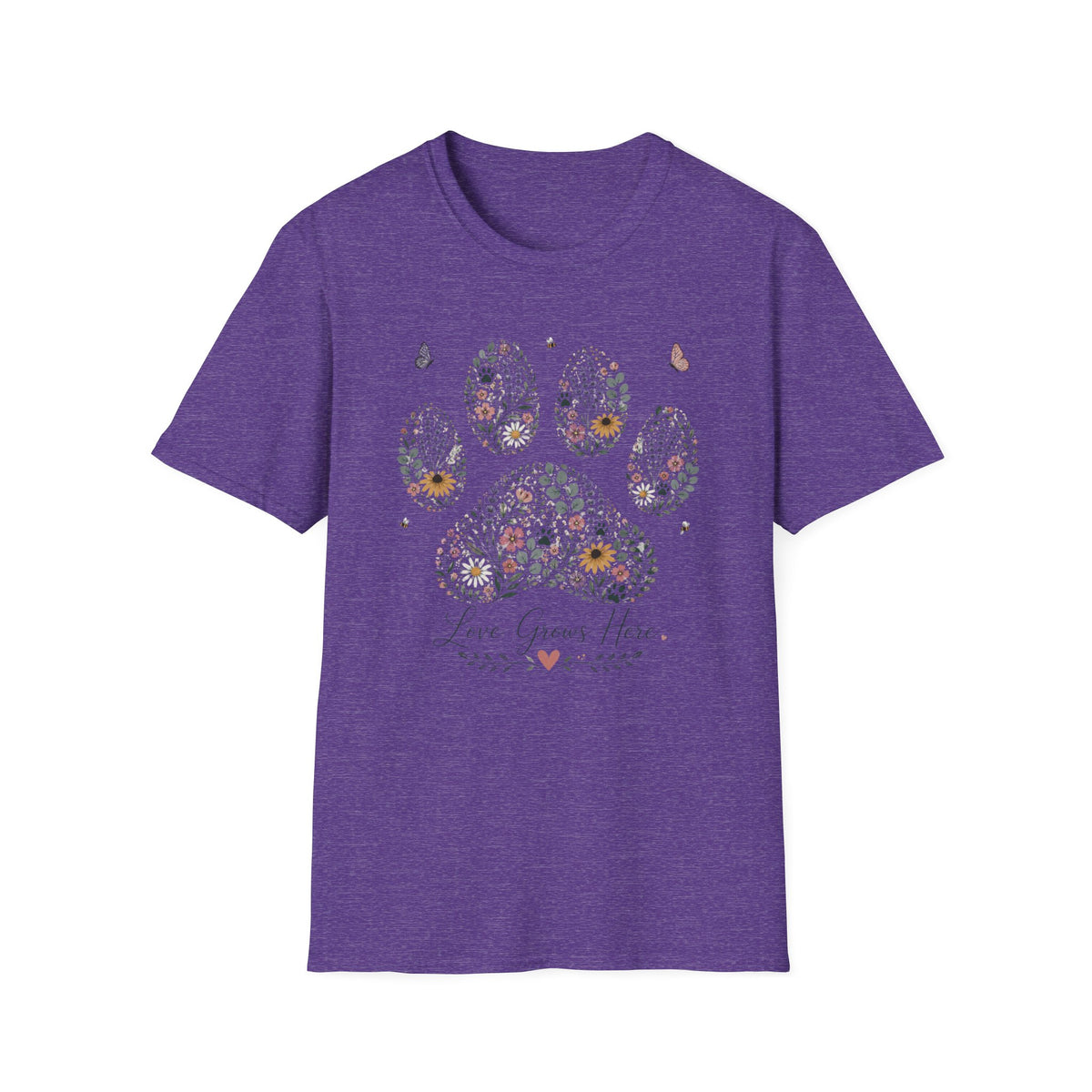 Flower Paw Love Grows Here T‑Shirt