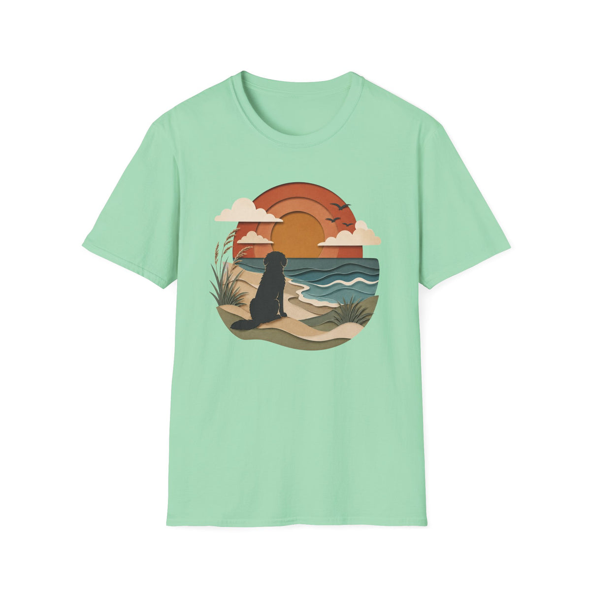 Papercut Dog at Sunset T‑Shirt