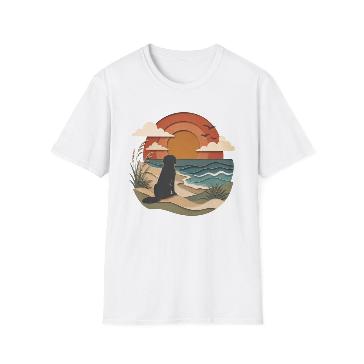 Papercut Dog at Sunset T‑Shirt