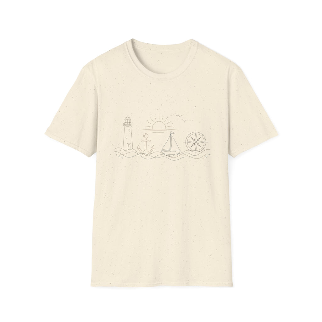 Simple Lighthouse Sailboat T‑Shirt