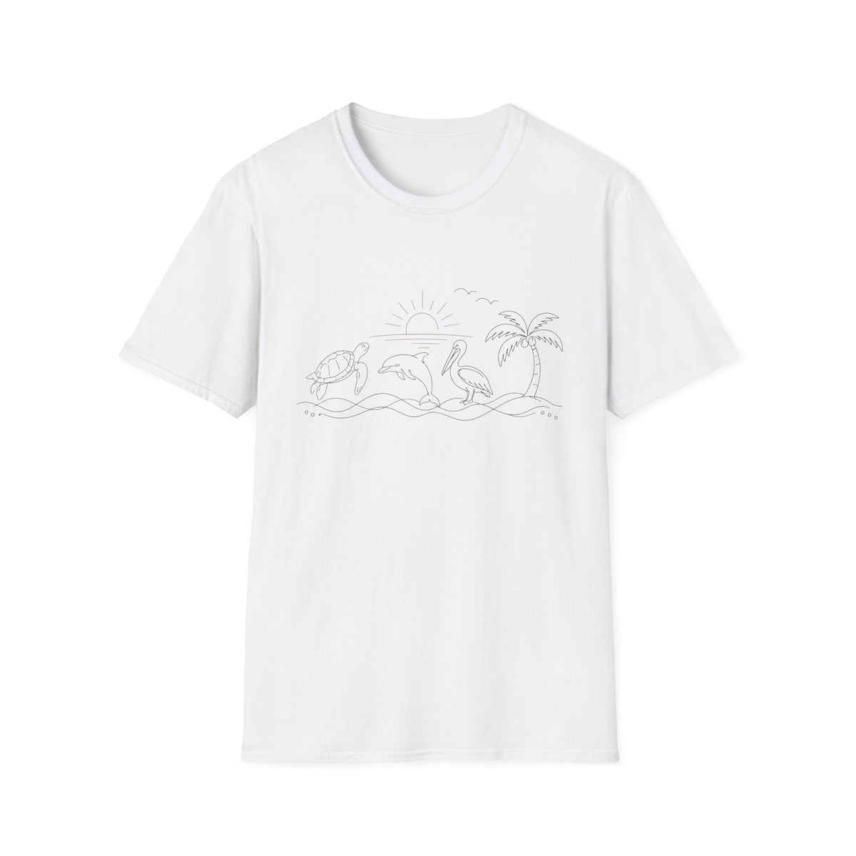 Simple Turtle Dolphin Pelican T‑Shirt