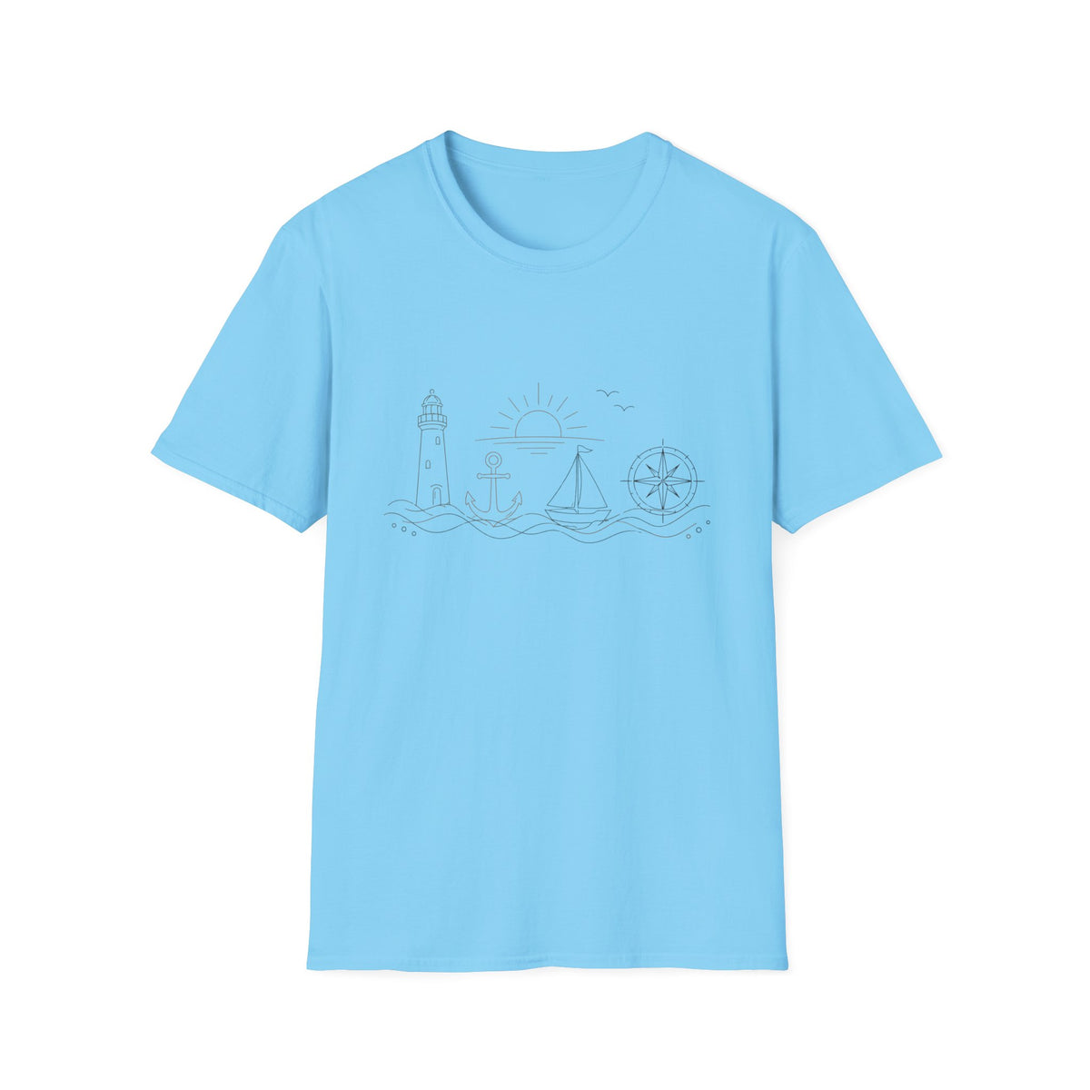 Simple Lighthouse Sailboat T‑Shirt
